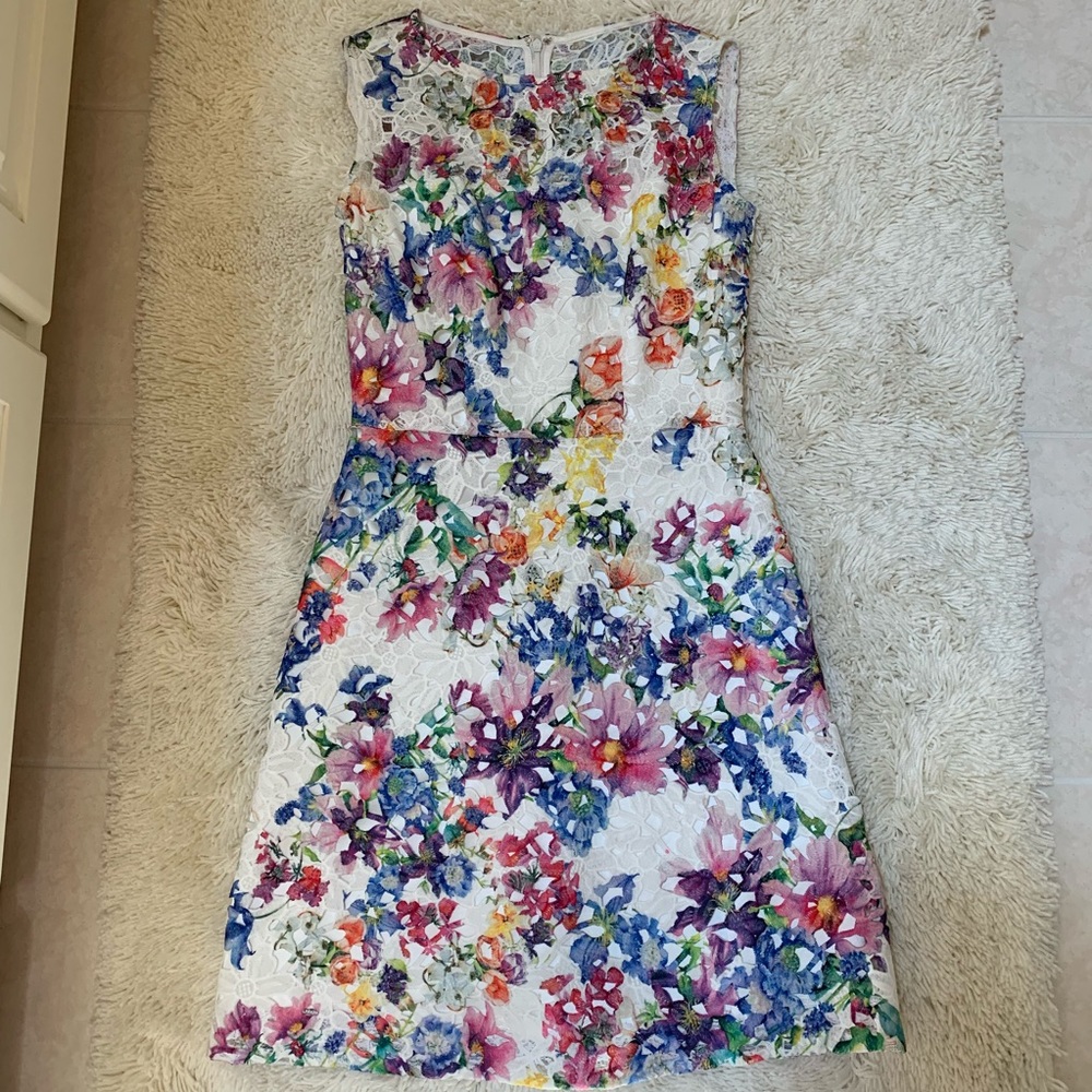 Tahari - Size 2 - White and Multi Colored Dress